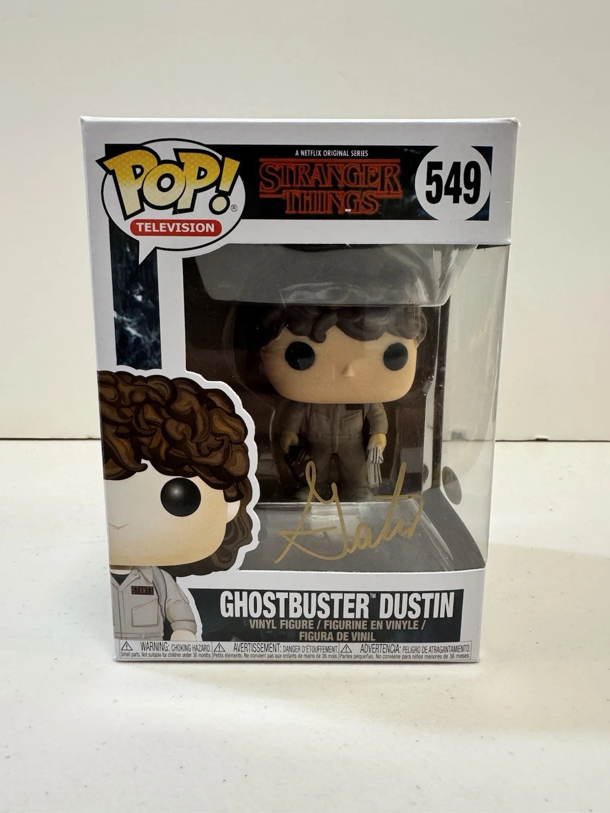 Gaten Matarazzo — Funko Pop Stranger Things Ghostbusters Dustin 549 Signed By Gaten Matarazzo JSA, image 4
