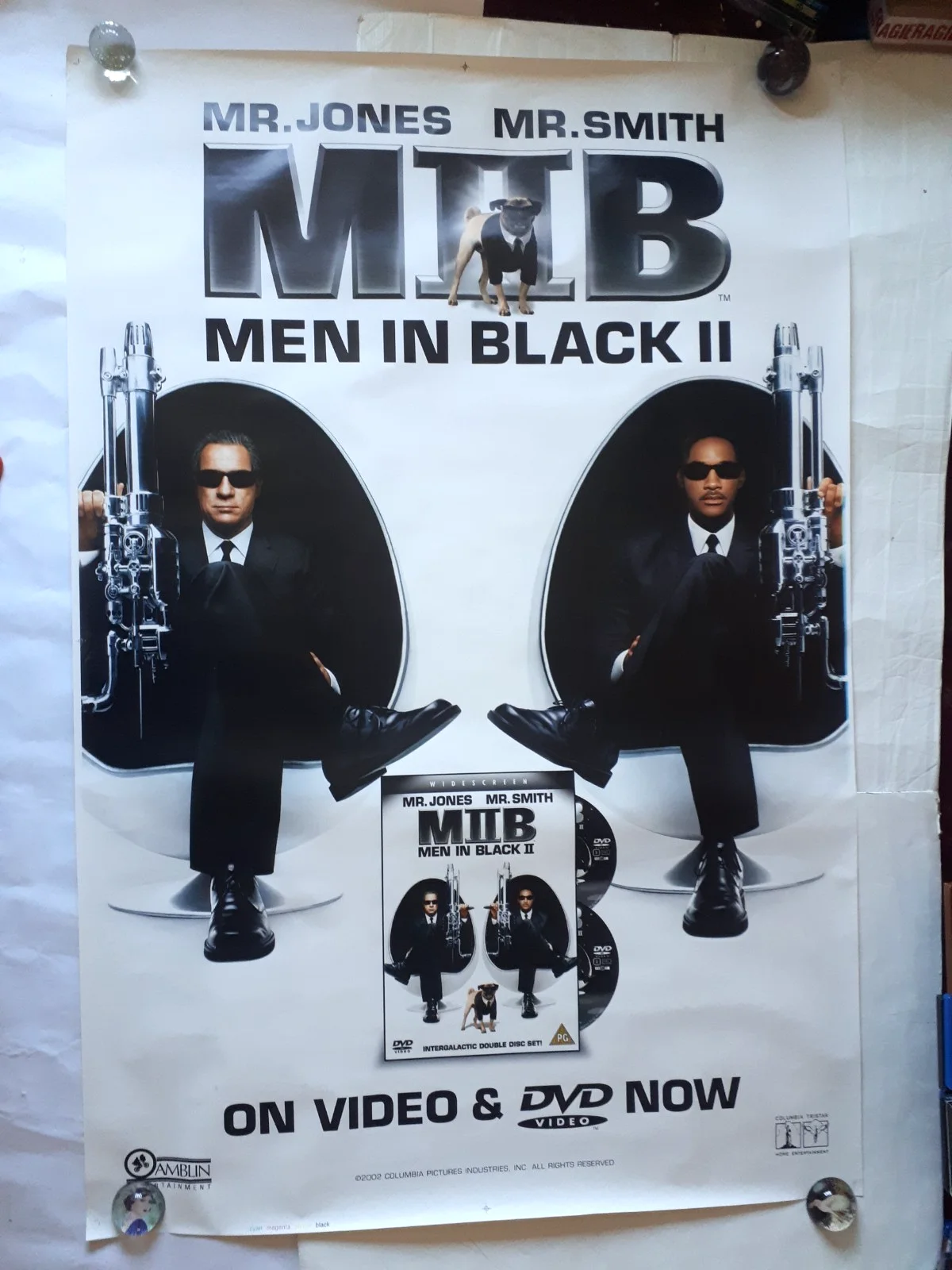 Men in Black 2 II will smith dvd original poster UK bus stop 120x180cm rare, изображение 2
