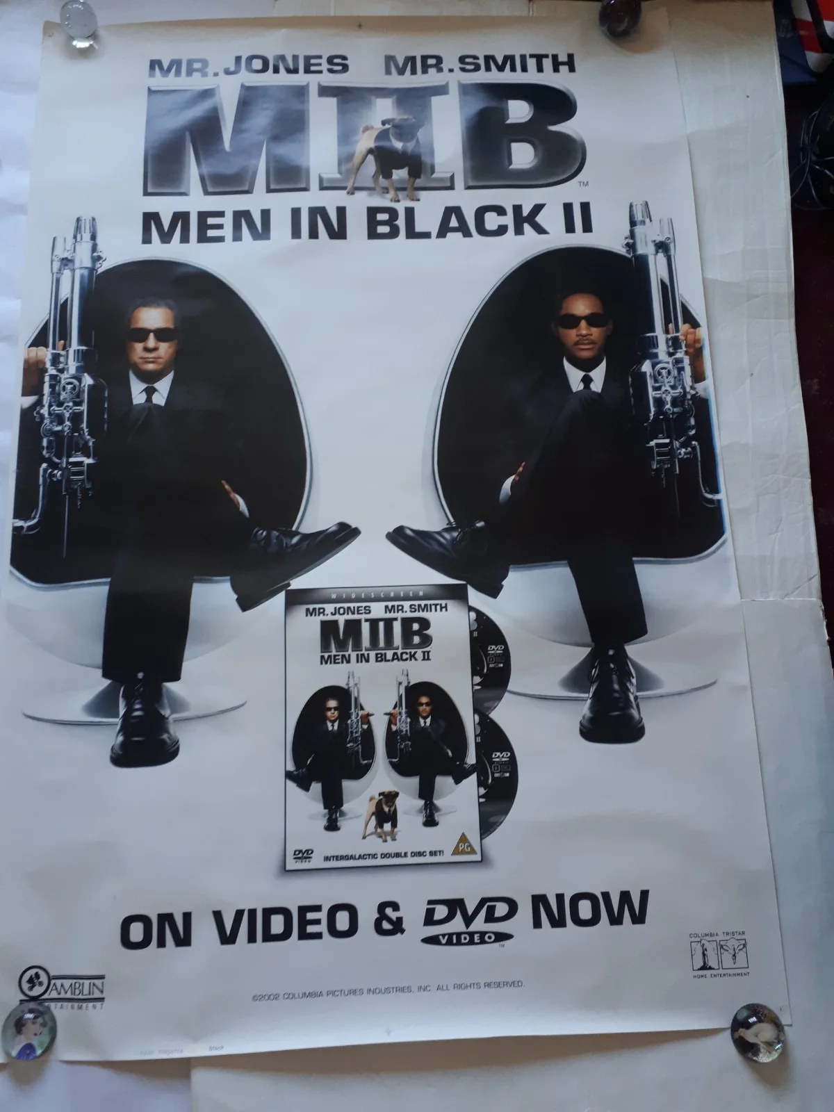 Men in Black 2 II will smith dvd original poster UK bus stop 120x180cm rare, изображение 3