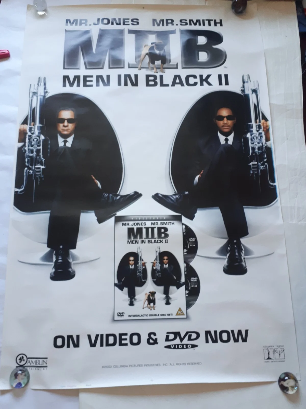 Men in Black 2 II will smith dvd original poster UK bus stop 120x180cm rare, изображение 4