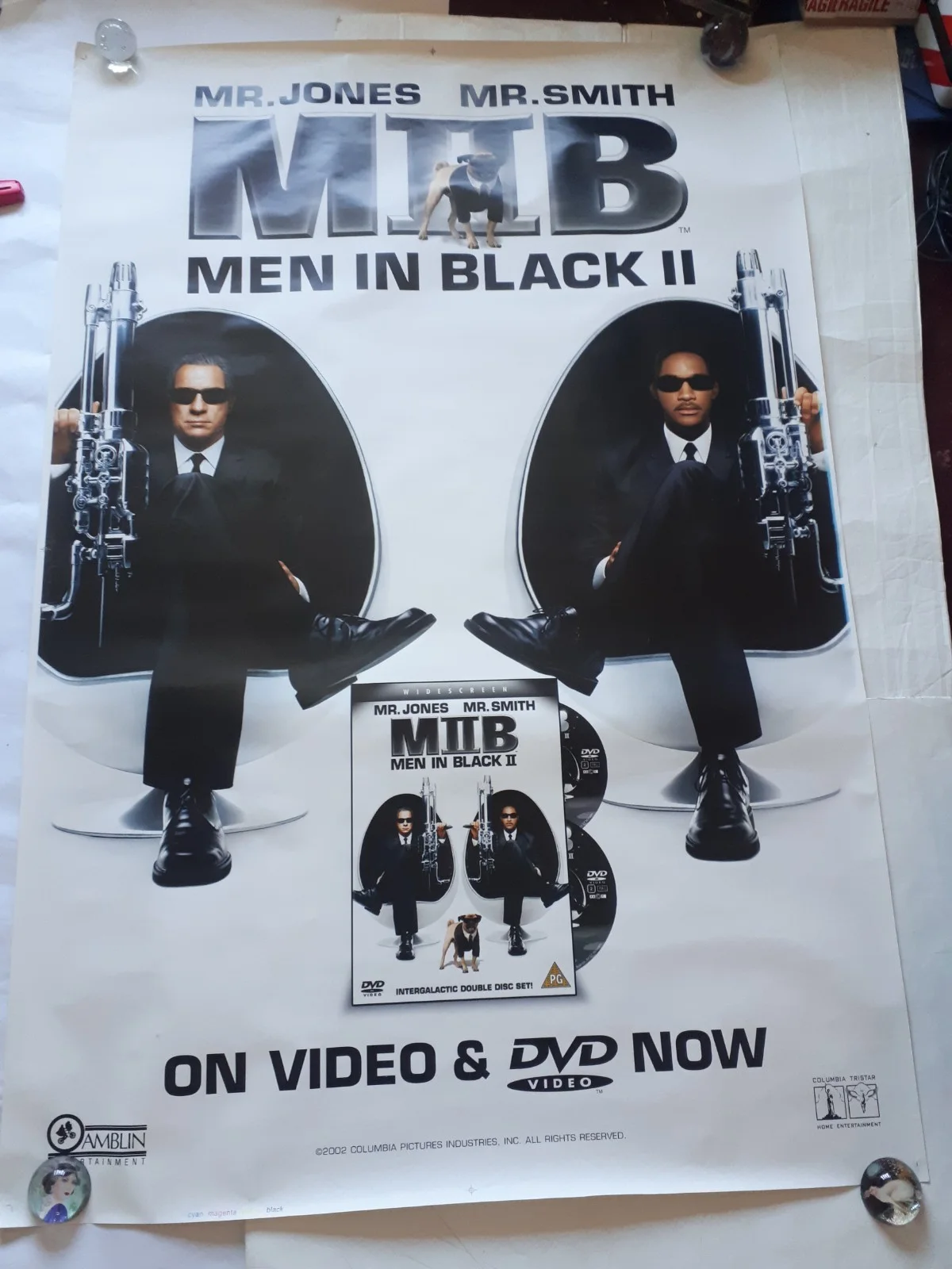 Men in Black 2 II will smith dvd original poster UK bus stop 120x180cm rare, изображение 5