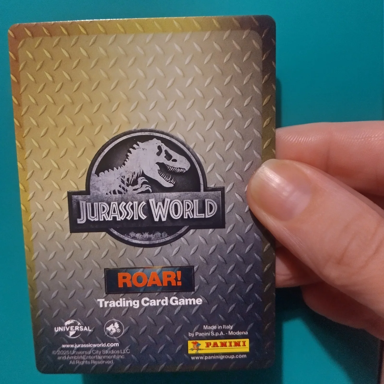 Jurassic Park World Roar trading card game first card holographic 1 Ankylosaurus, image 2
