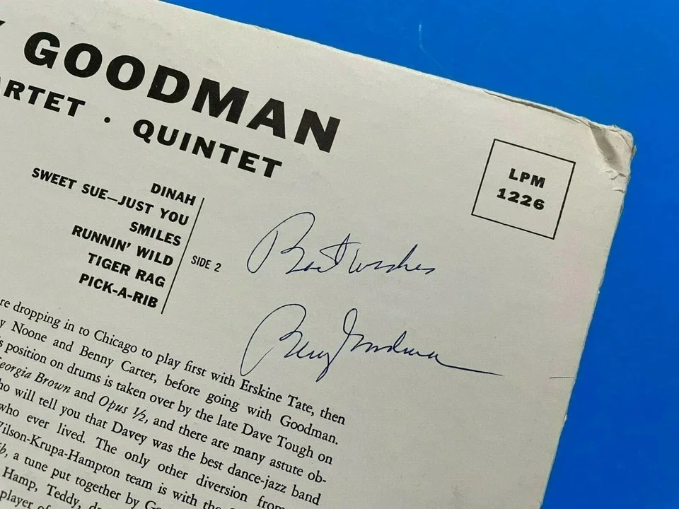 1956 Benny Goodman Signed Autographed Trio Quartet Quintet LP Album Vinyl, изображение 4