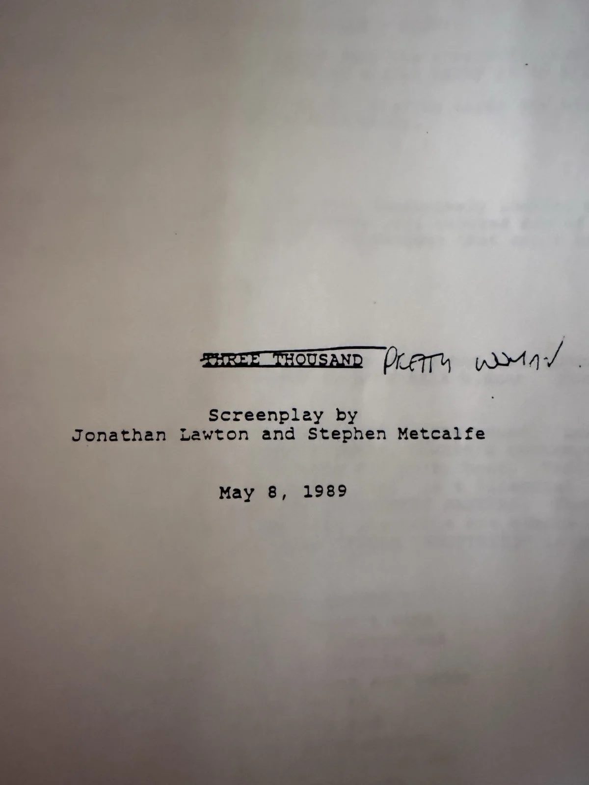 PRETTY WOMAN 1989 Original Screenplay - Rare "3,000" Title Change Transition, image 2