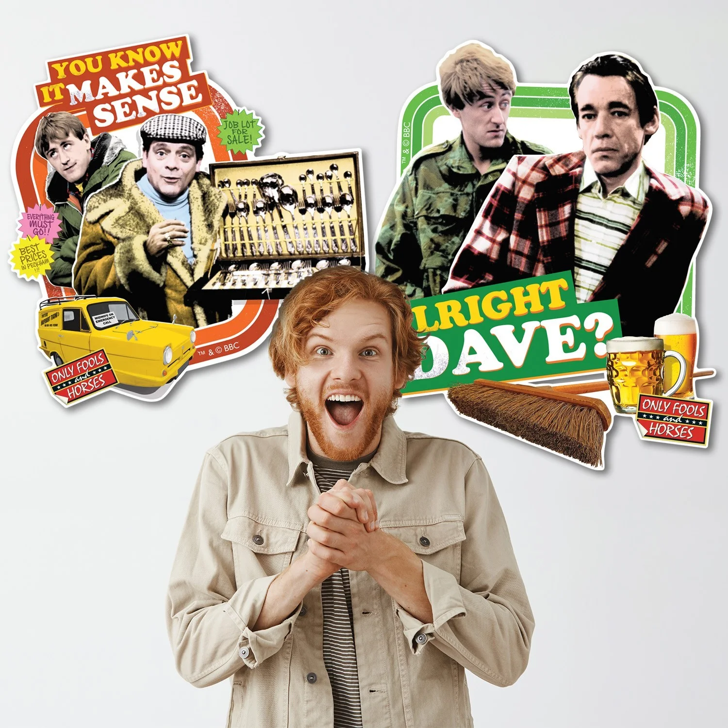 Only Fools and Horses Del Boy, Rodney and Trigger Cardboard Wall Decor Pack of 2, image 3