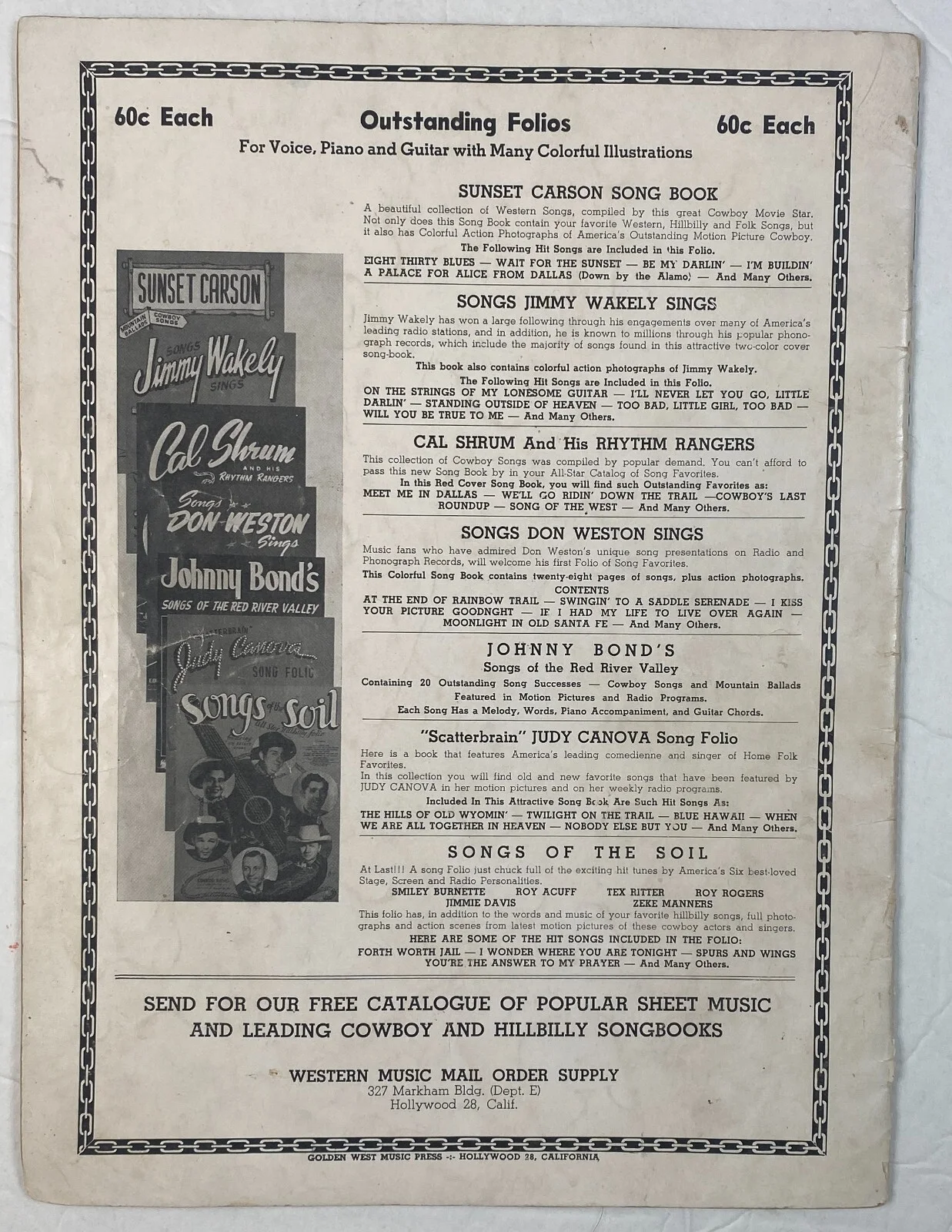 Songs of the Soil All Star Hillbilly Folio Roy Rogers Tex Ritter 1942, изображение 5