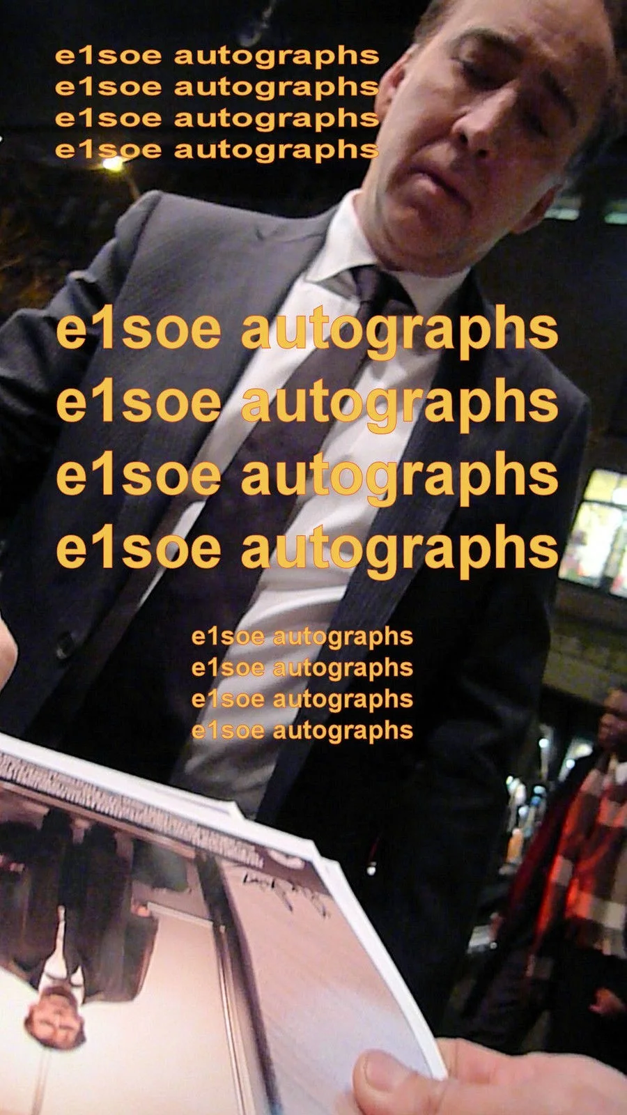 Nicolas Cage, Hope Davis — Nicolas Cage & Hope Davis signed Weather Man 11x17 poster. In Person Exact Proof, image 4