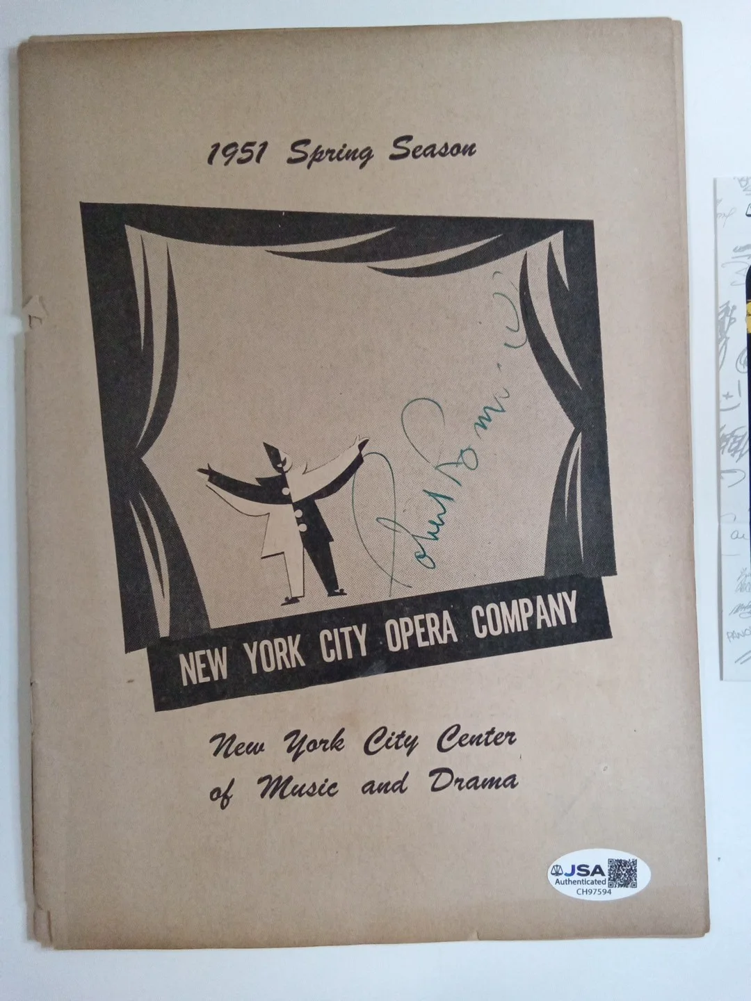 Robert Rounseville Signed 1951 Opera Program JSA- Tales Of Hoffmann NYCO, image 2