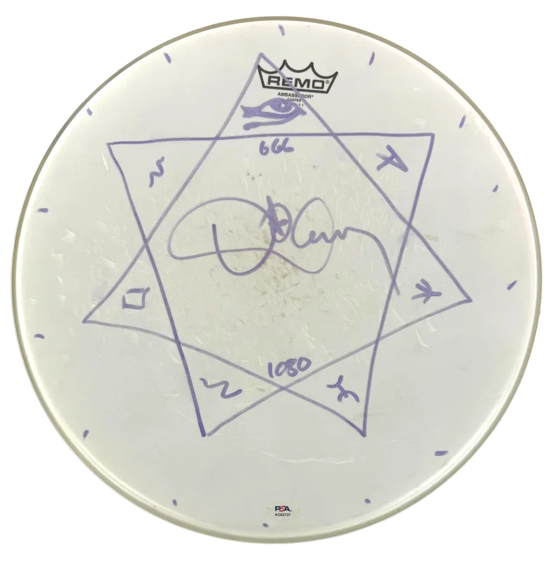 Danny Carey — Danny Carey Tool Signed Autograph 16" Drumhead w/ Original Art Sketch PSA COA