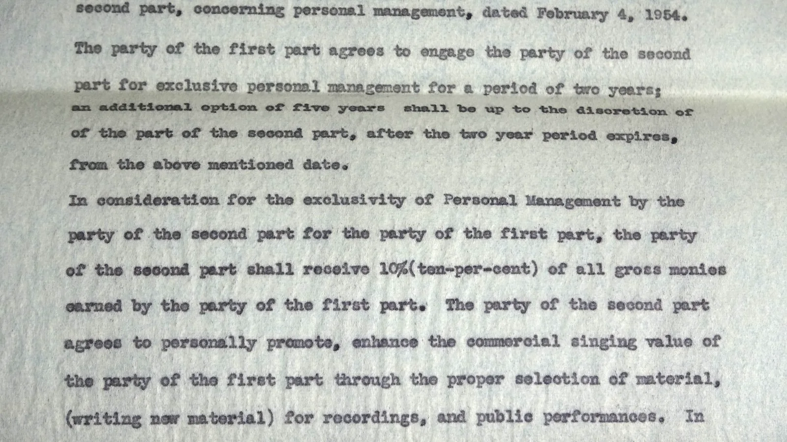 1954 Signed music Artist Management Contract For CHUCK CRAYNE Singer 1950's LA, изображение 4