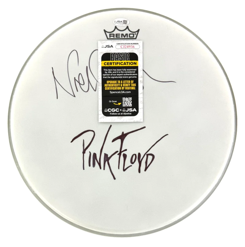 Nick Mason — Nick Mason Pink Floyd Signed Autograph 14" Drum Head Skin Drumhead w/ JSA COA, image 2