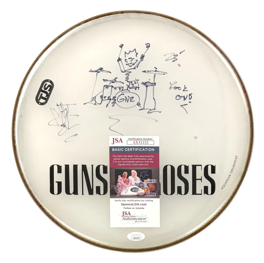Matt Sorum — Matt Sorum Guns N Roses Signed Autograph Drumhead w/ Original Art Sketch JSA COA, изображение 2