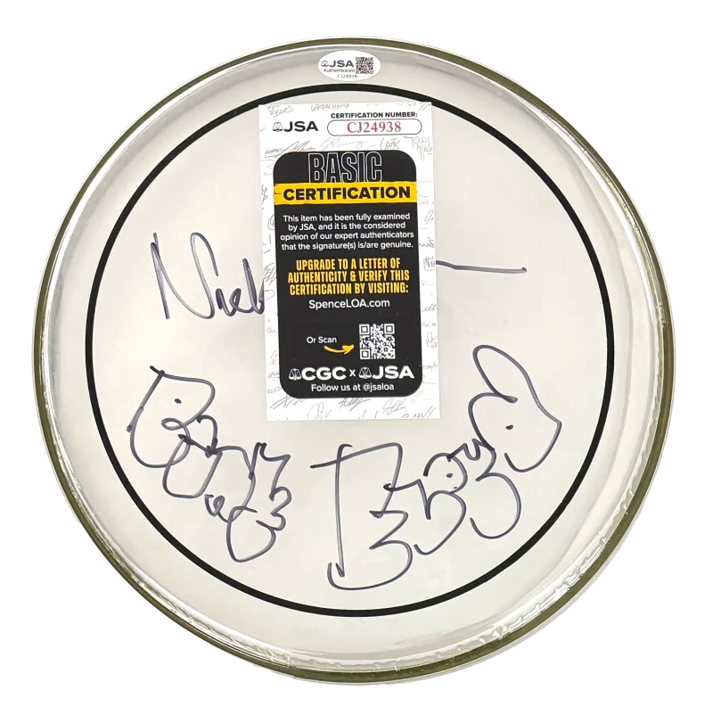 Nick Mason — Nick Mason Signed Autograph 10" Drum Head w/ Pink Floyd Bubble Sketch - JSA COA, image 2