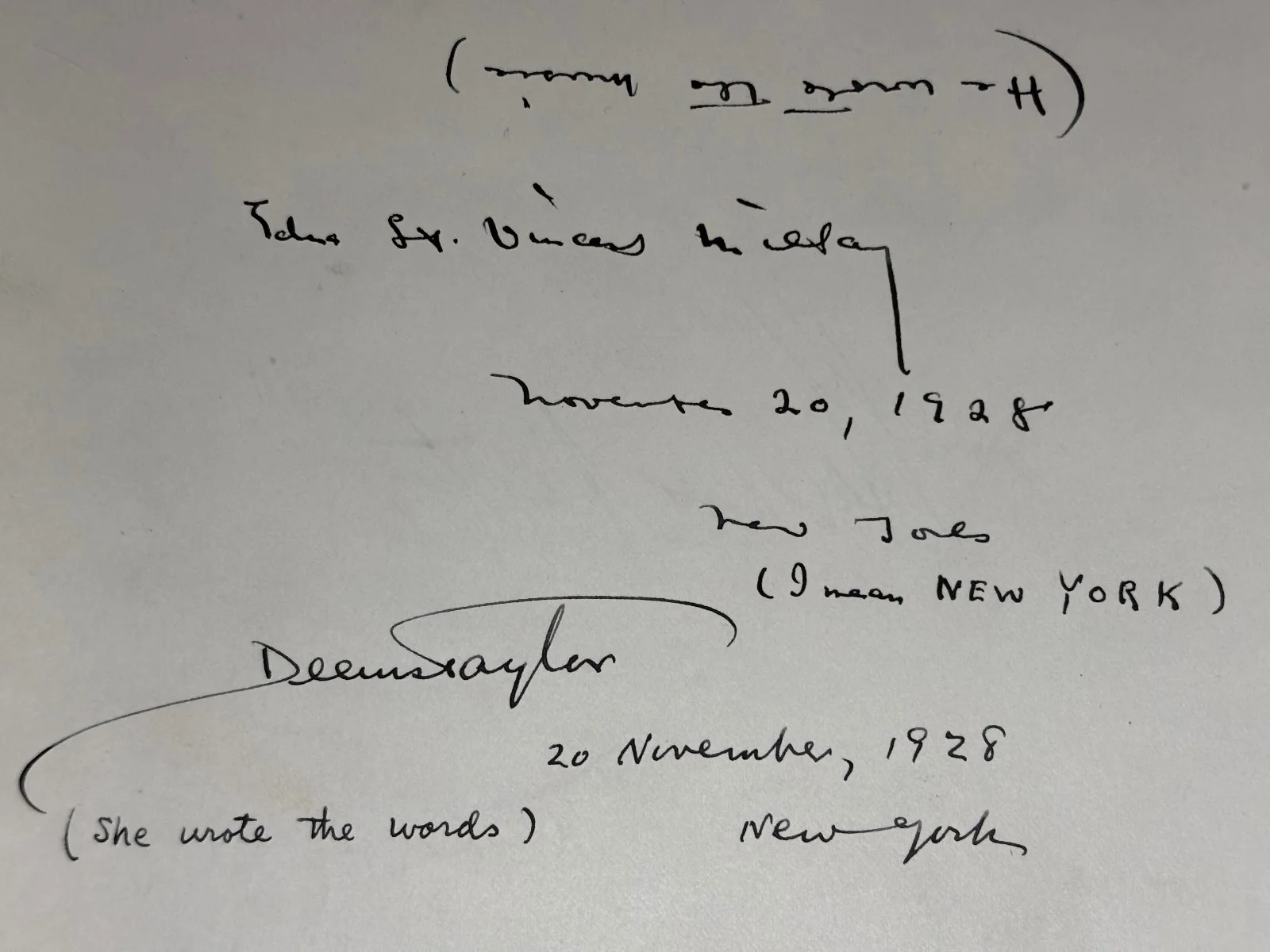 Edna St. Vincent Millay and Deems Taylor autographed note re The King's Henchman, image 2