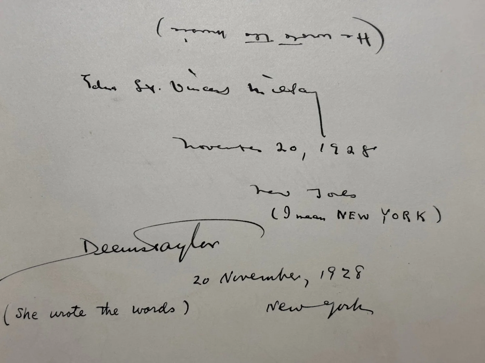 Edna St. Vincent Millay and Deems Taylor autographed note re The King's Henchman, image 3