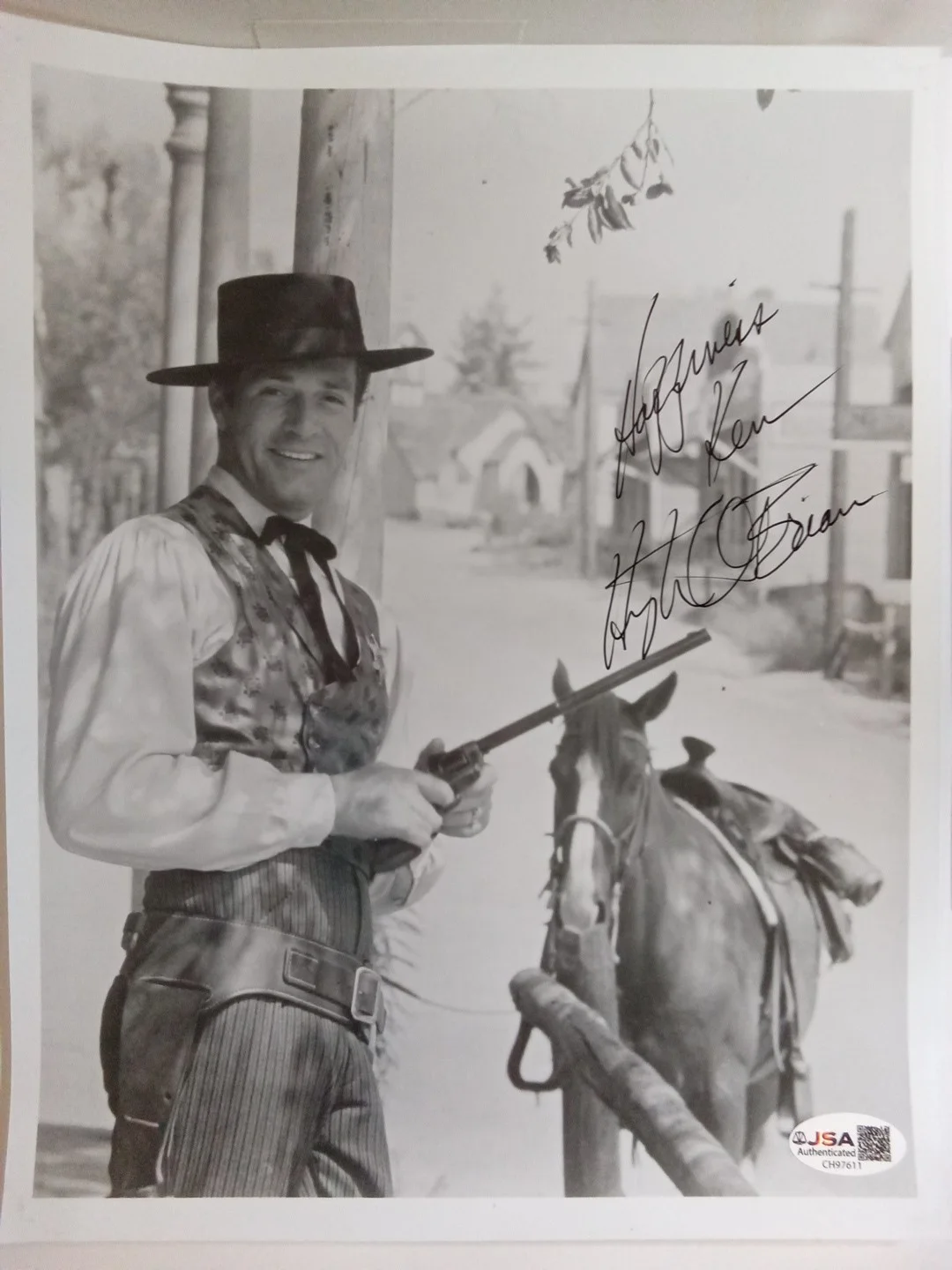 Hugh O'Brian Wyatt Earp Western TV Star Signed 8x10 Photo JSA, image 2