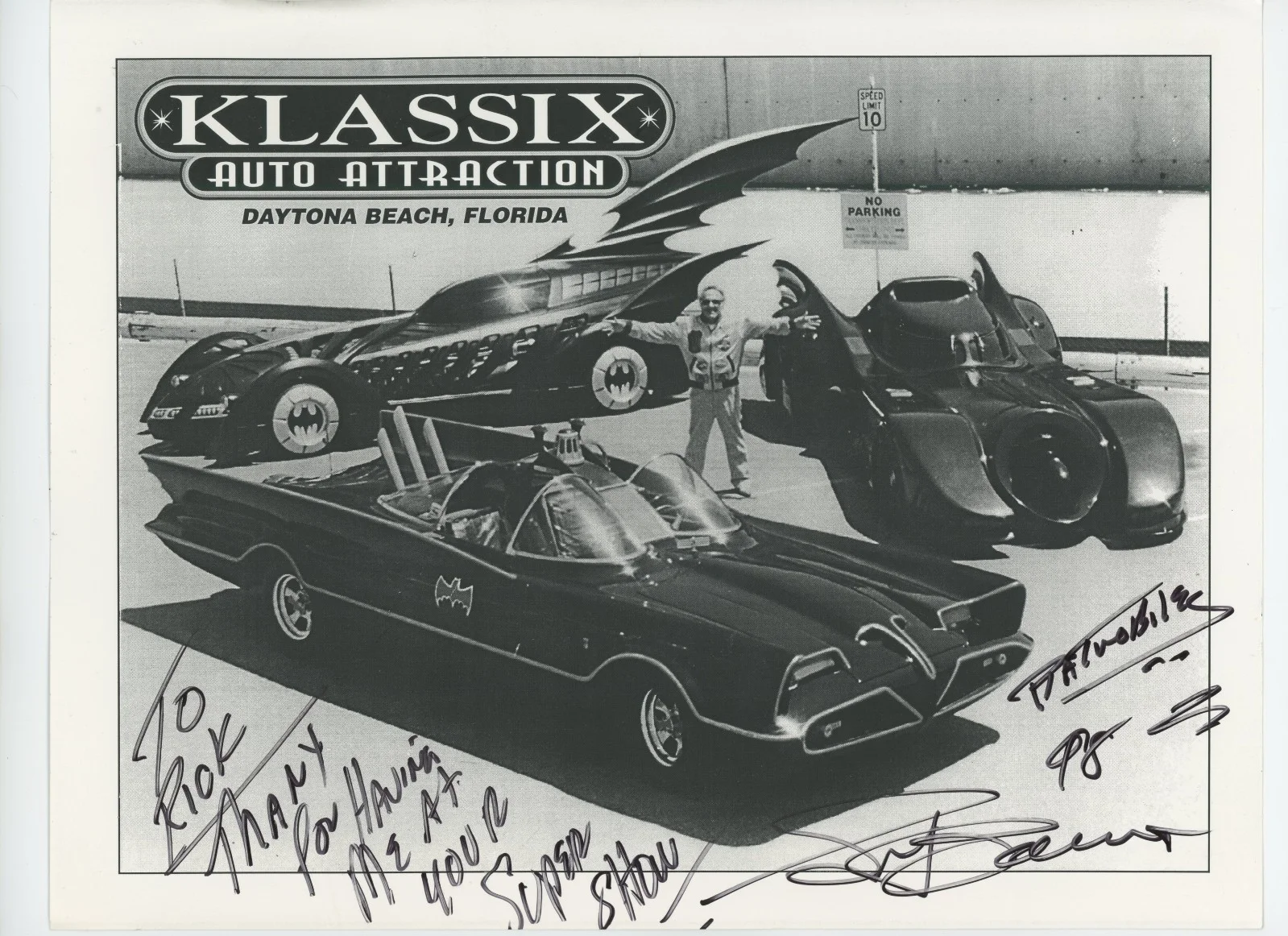 George Barris — Signed 8 x 10 Promotional Photo BATMOBILE Designer GEORGE BARRIS HTF Daytona