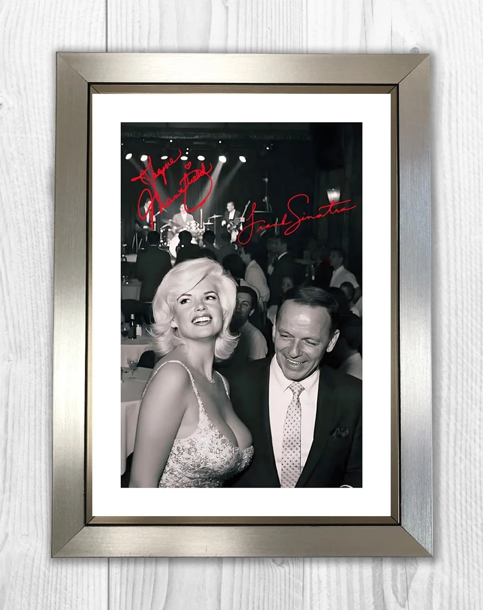Jayne Mansfields chest & Humphrey Bogarte A4 autographed poster choice of frame, изображение 3