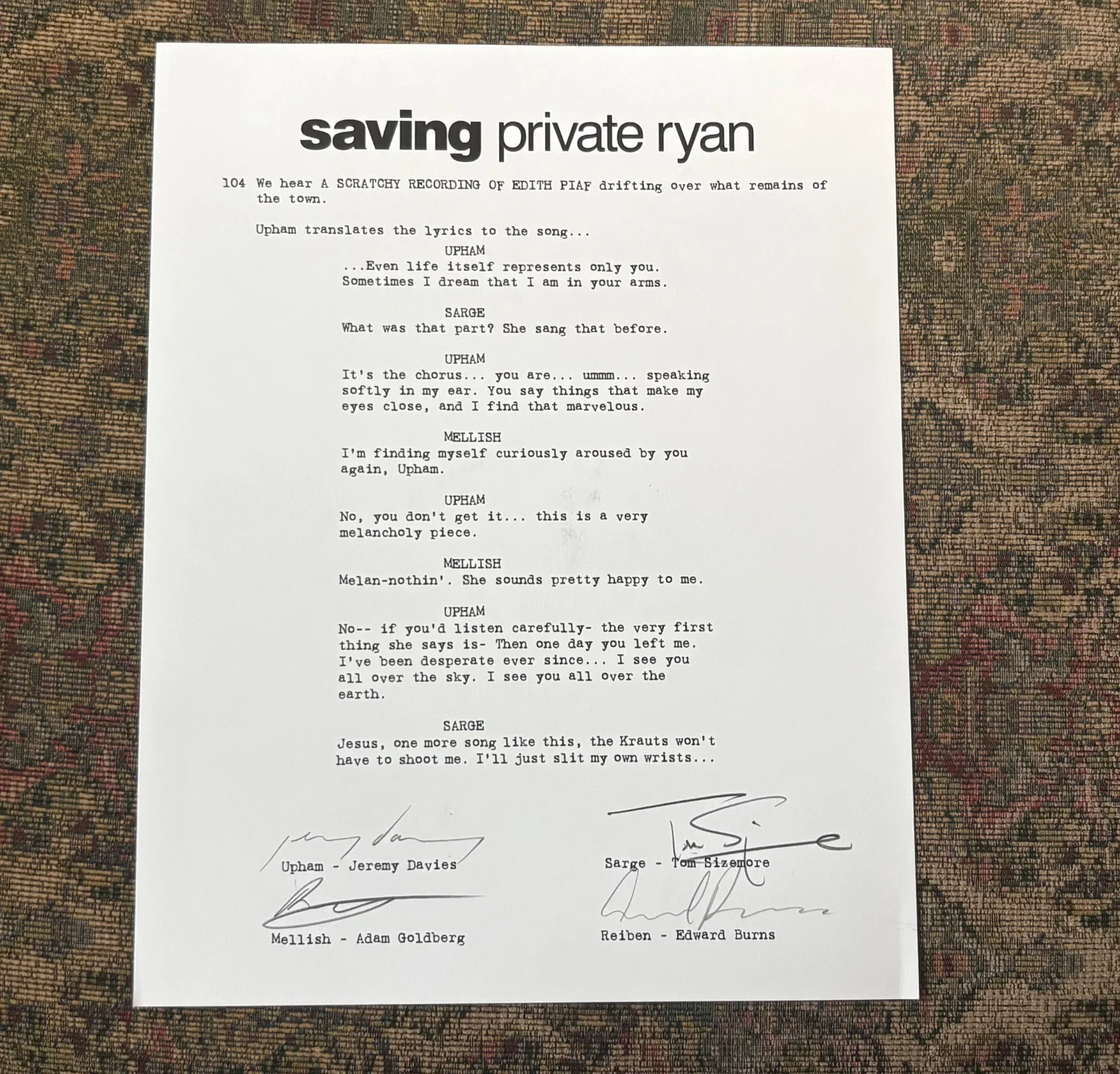 4 See Listing for Details — SAVING PRIVATE RYAN signed By Tom Sizemore,Jeremy Davis,Adam Goldberg, Ed Burns, image 3