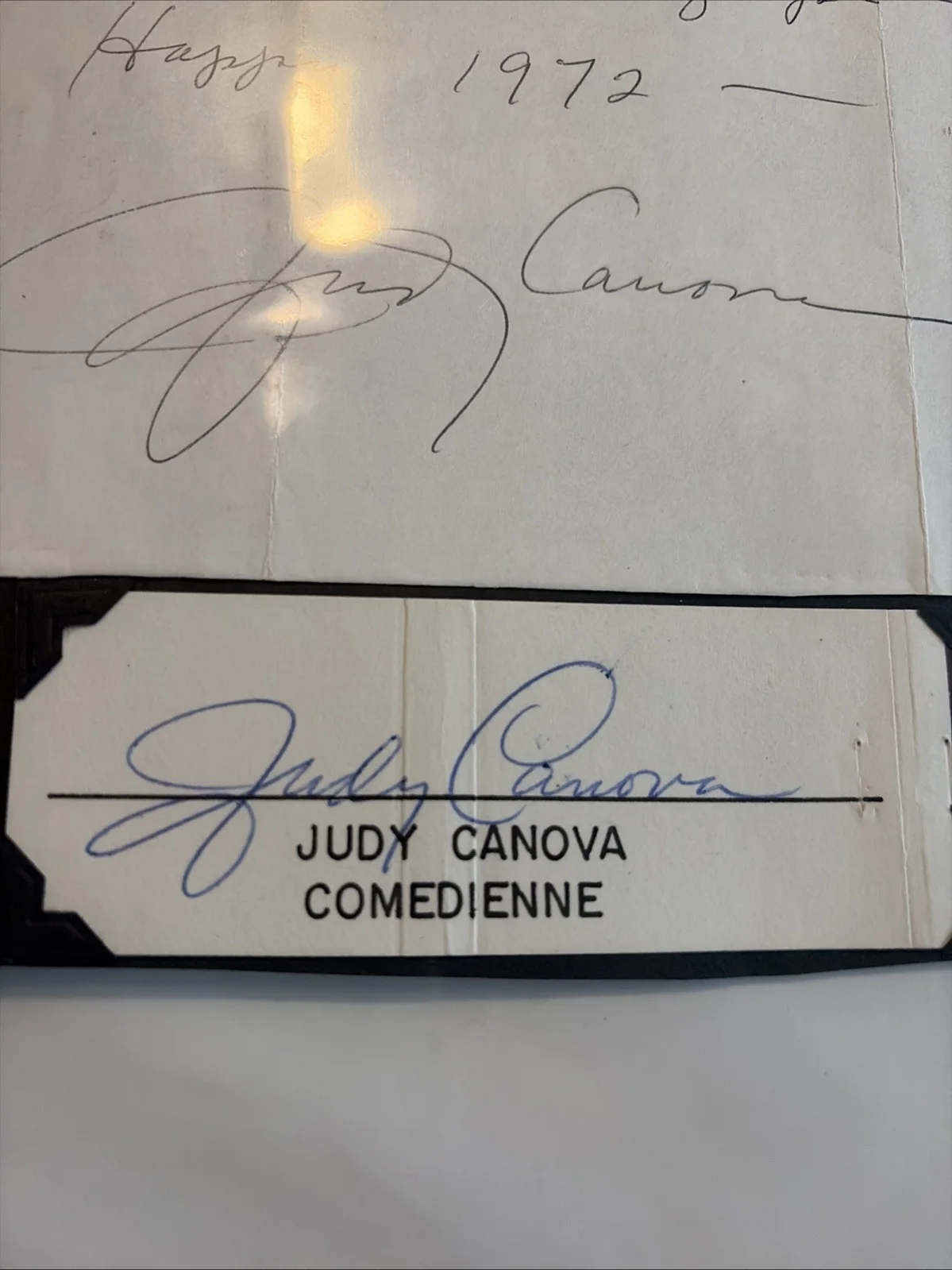 Judy Canova 1972 Signed Note & Matchbook, American Actress Deceased 1983, image 2