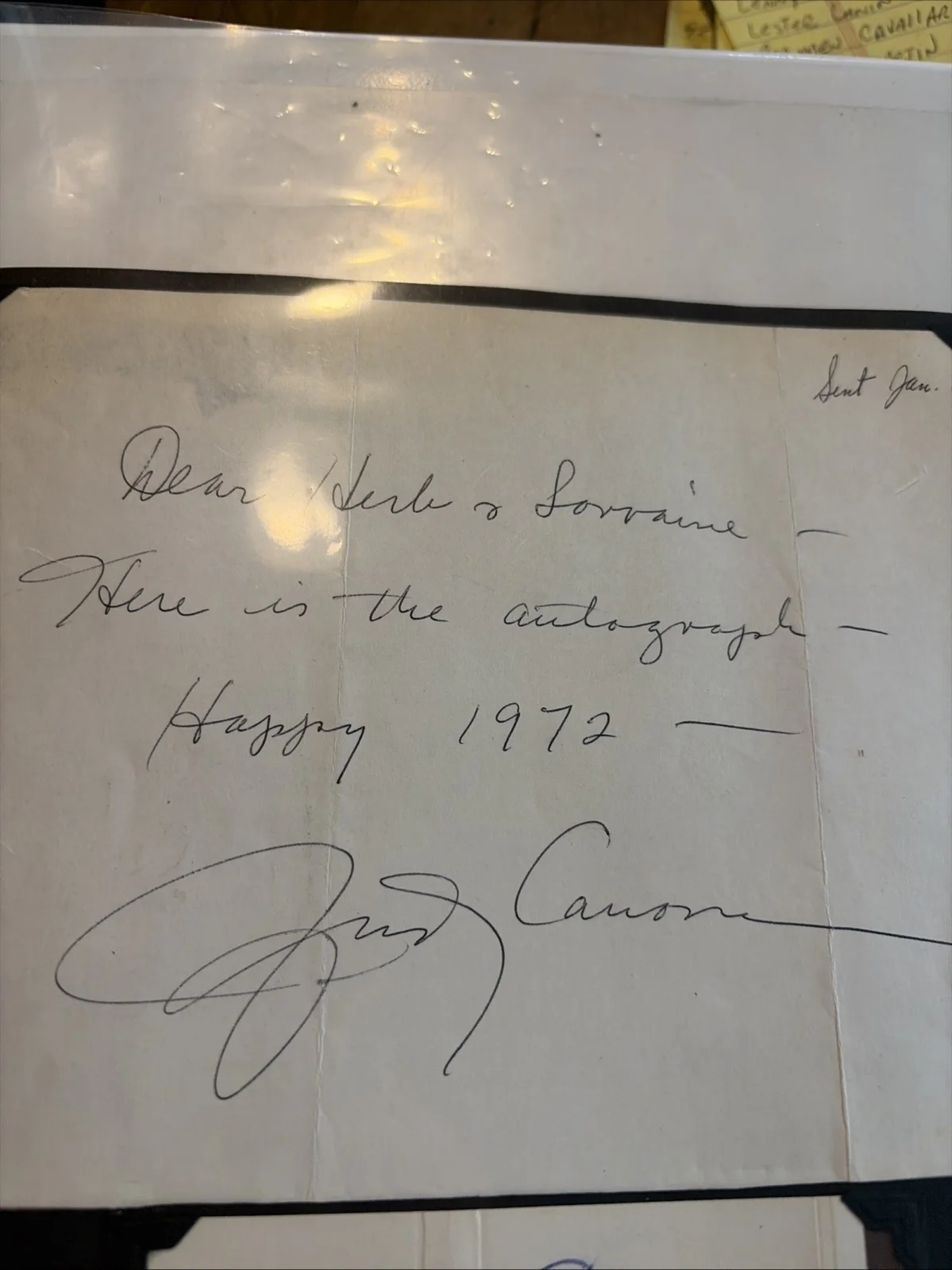 Judy Canova 1972 Signed Note & Matchbook, American Actress Deceased 1983, image 3