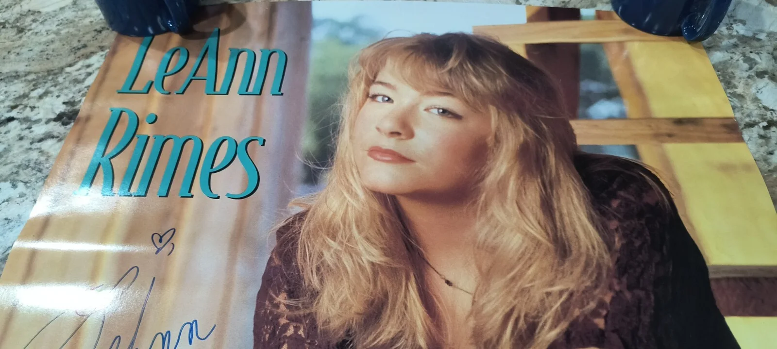 LeAnn Rimes REAL hand SIGNED Autographed Promotional Poster "blue" 1996 B, изображение 4