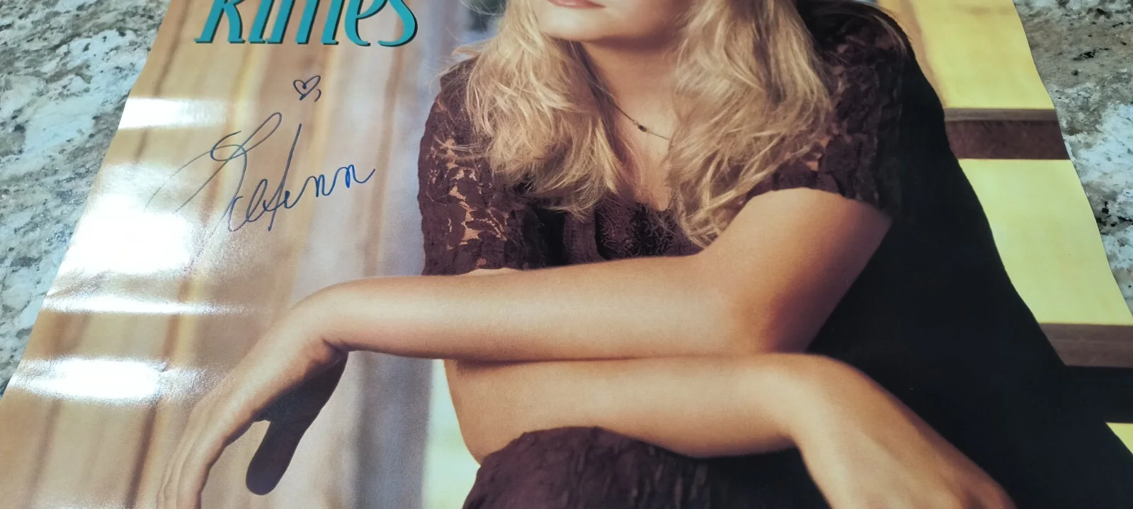 LeAnn Rimes REAL hand SIGNED Autographed Promotional Poster "blue" 1996 B, изображение 5