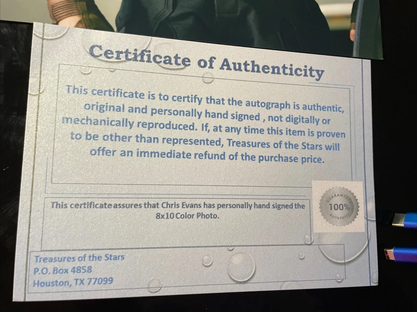 Chris Evans — CHRIS EVAN AUTOGRAPHS Photograph COA Cpt. America Marvel Autographs Signed P, изображение 4