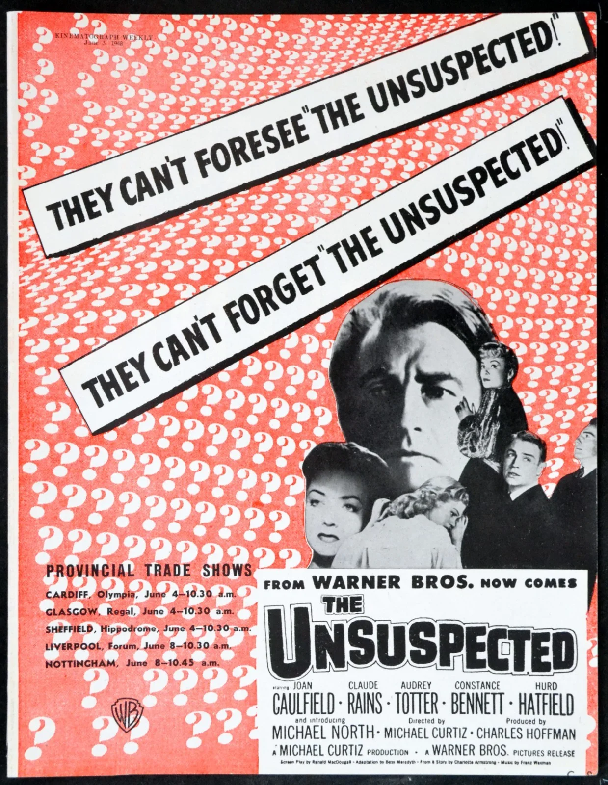UNEASY TERMS 1948 Michael Rennie, Moira Lister, Faith Brook TRADE ADVERT, изображение 2