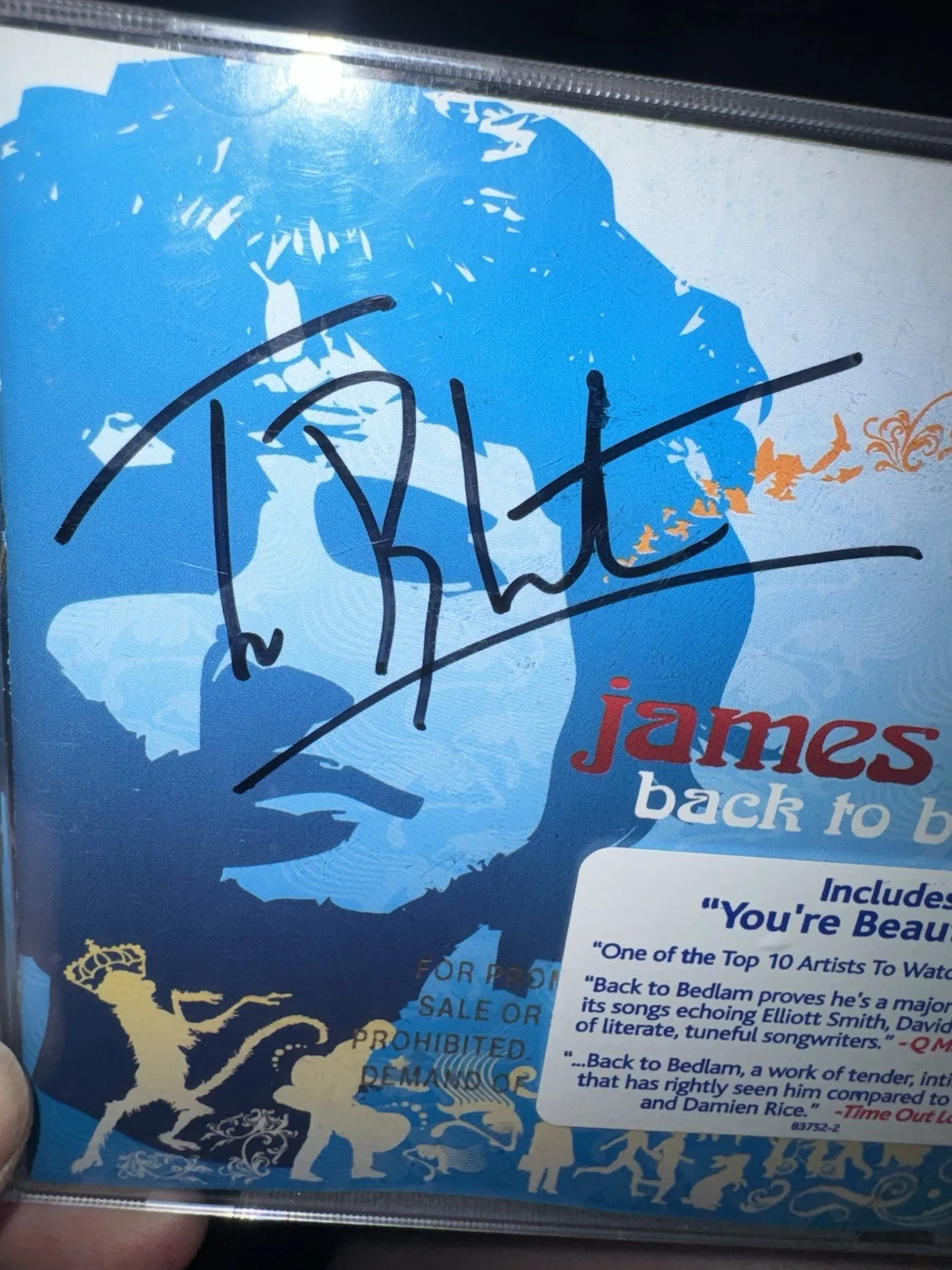 Signed James Blunt Back To Bedlam CD cover Autographed, image 3