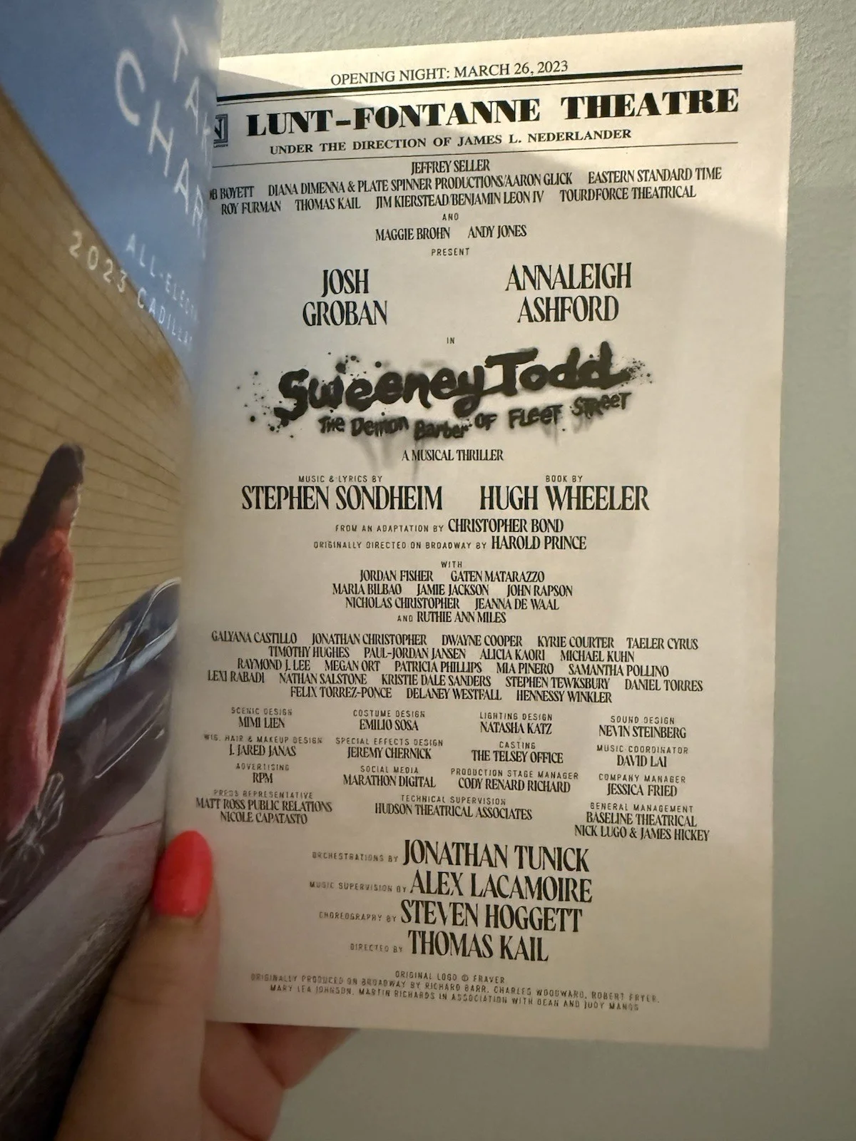 Josh Groban, Annaleigh Ashford, Jordan Fisher, Gaten Matarazzo — Opening night Sweeney Todd Signed Playbill Josh Groban cast, изображение 2