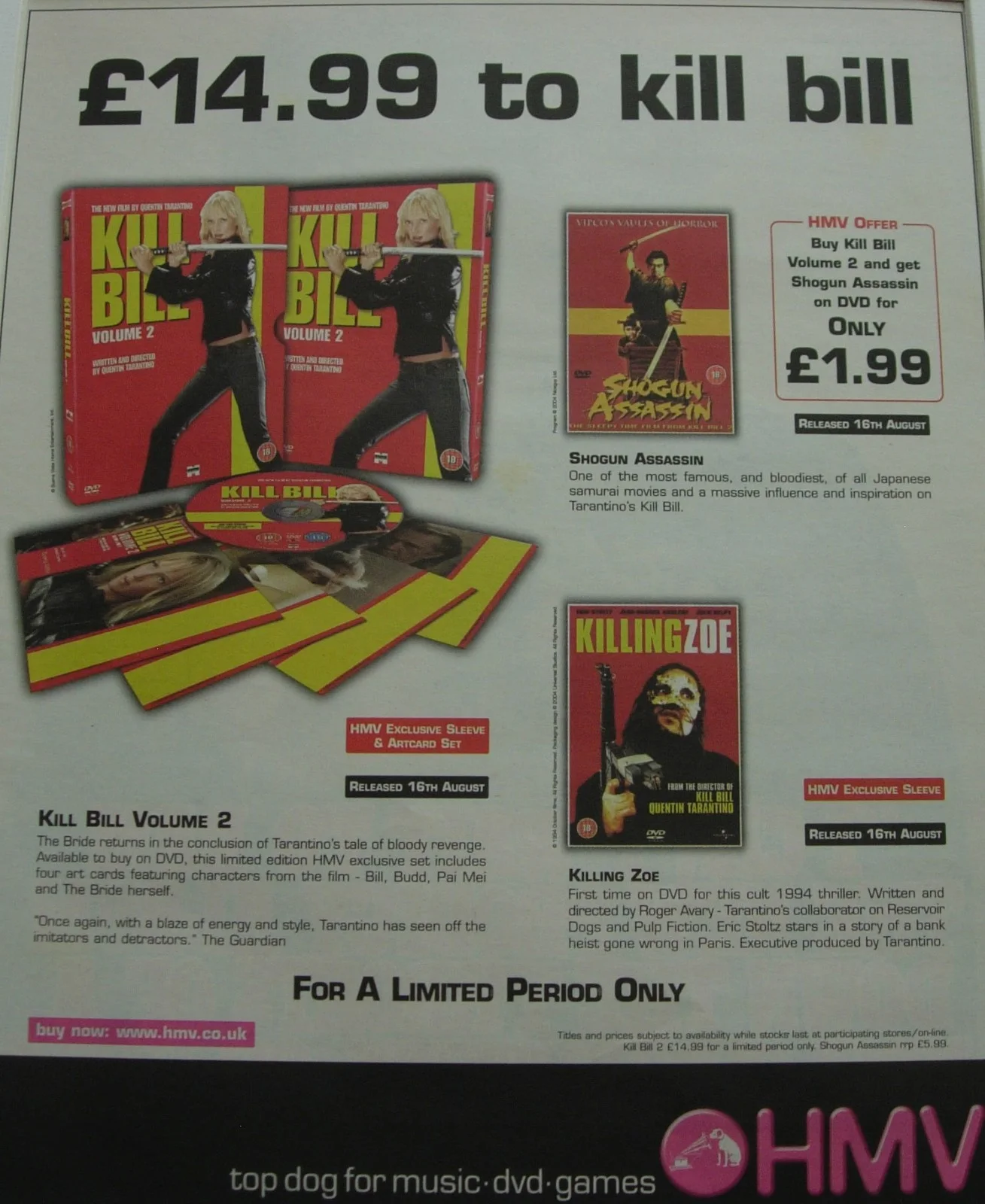 KILL BILL+FILM+POSTER+AD+CLASSIC FRAMED ORIGINAL 2004+EXPRESS WORLD SHIP, image 2