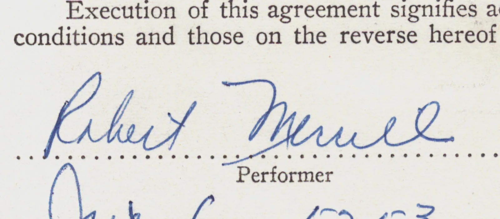 Robert Merrill — ROBERT MERRILL - DOCUMENT SIGNED 09/20/1955, image 2
