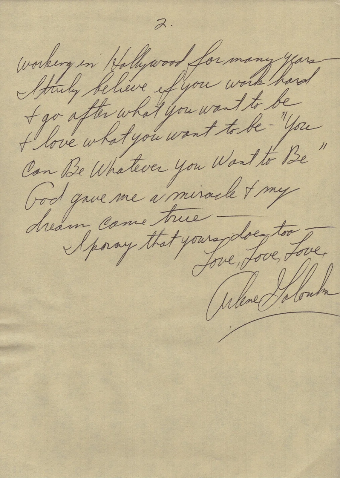 Arlene Golonka — ARLENE GOLONKA - AUTOGRAPH LETTER SIGNED, image 2