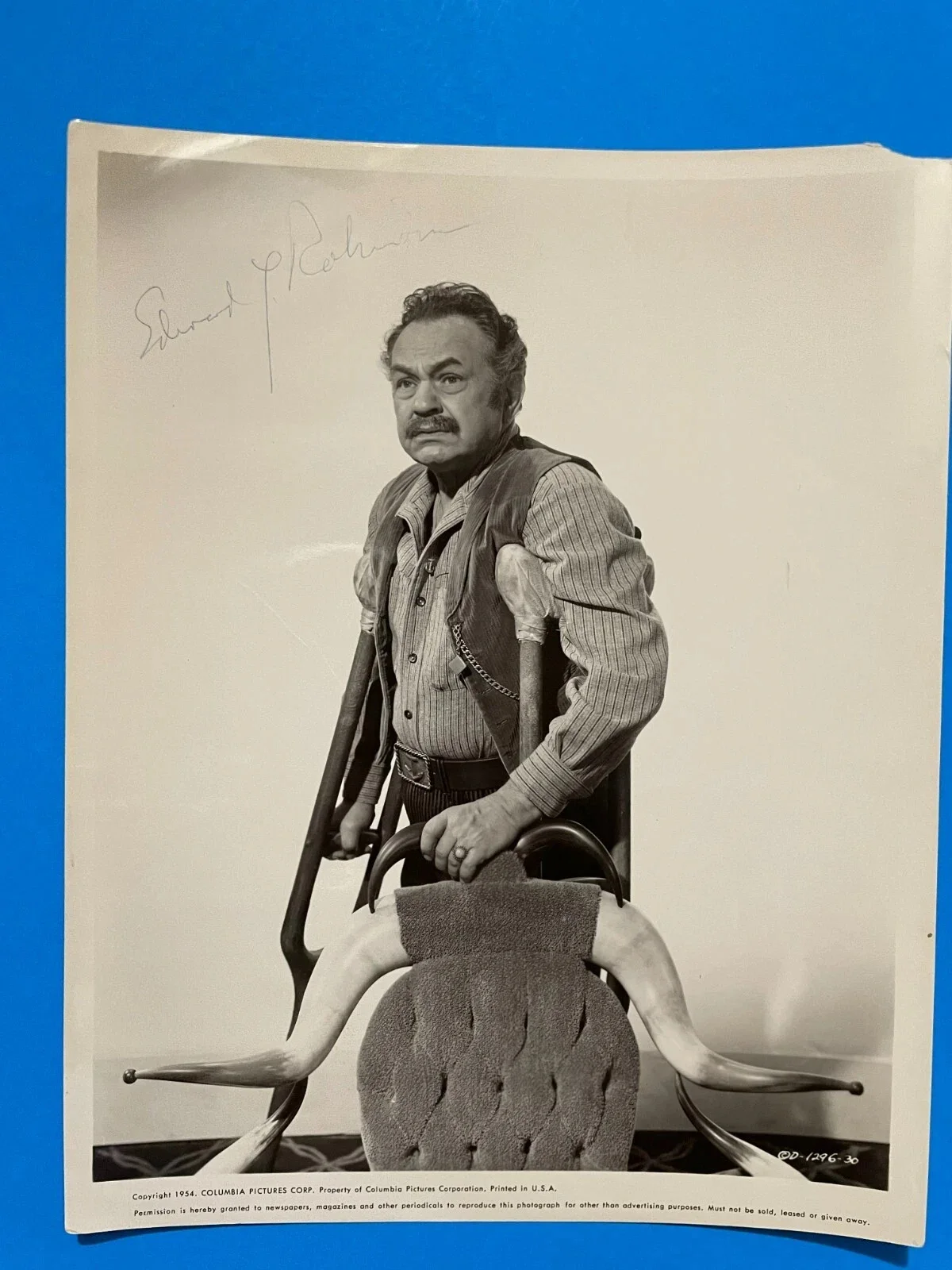 Edward G. Robinson — 1954 Edward G. Robinson Signed 8 x 10 Columbia Pictures Photo #2