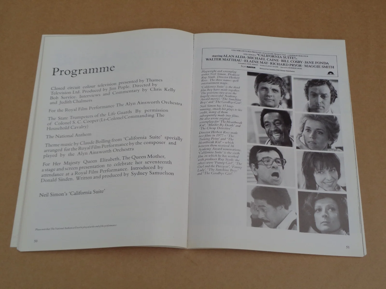 Jane Fonda/Michael Caine - California Suite 1979 Royal Film Performance Brochure, изображение 3