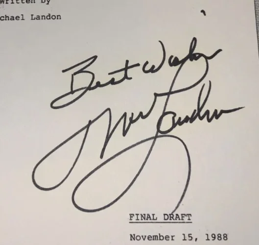 Michael Landon — Michael Landon Signed Highway To Heaven Script + Victor French Signed Cut, image 2