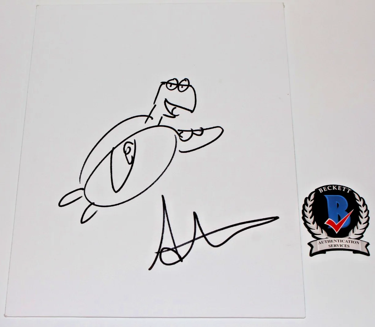 DIRECTOR ANDREW STANTON SIGNED FINDING NEMO CRUSH 11x14 SKETCH BECKETT COA PROOF, image 3