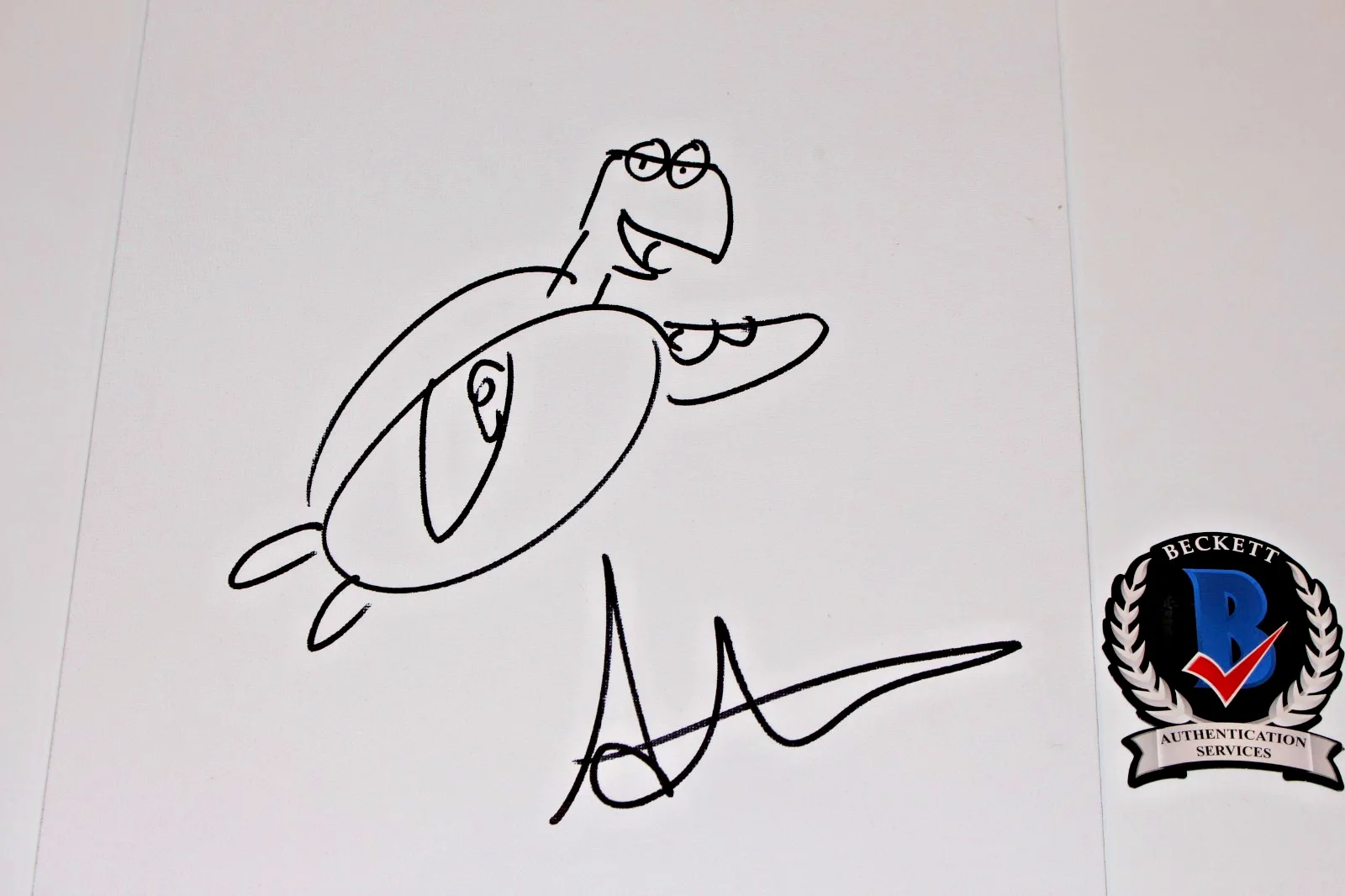 DIRECTOR ANDREW STANTON SIGNED FINDING NEMO CRUSH 11x14 SKETCH BECKETT COA PROOF, image 4