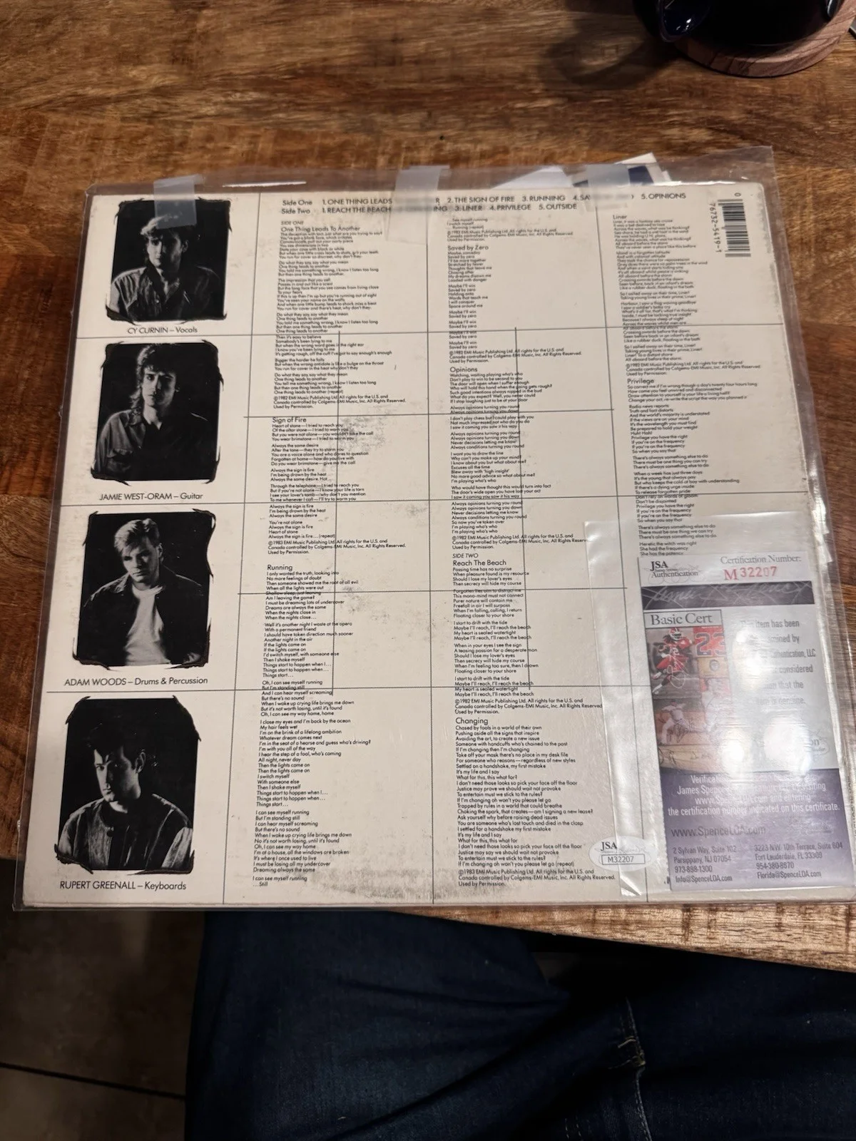 The Fixx Signed Album Reach For The Beach. Signed By The Entire Band JSA Cert, image 2