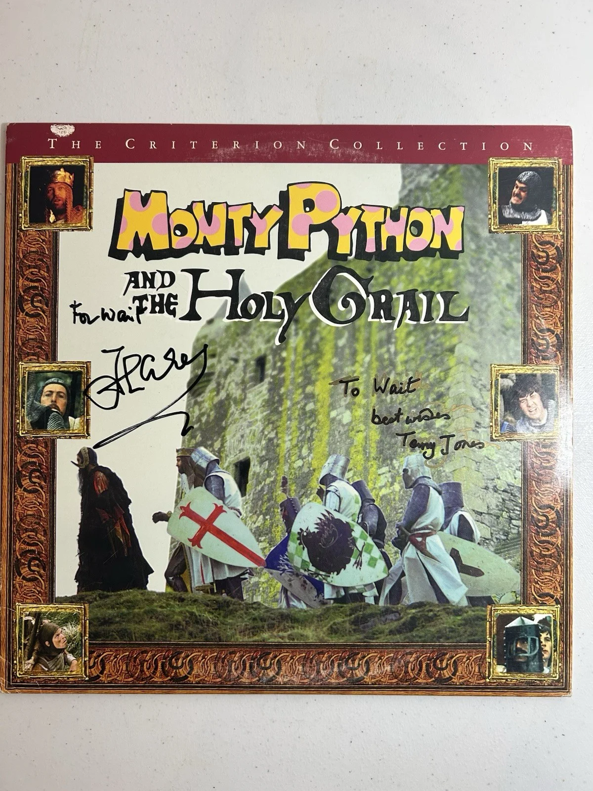 John Cleese & Terry Jones — Monty Python Holy Grail LaserDisc SIGNED John Cleese & Terry Jones + Photo Proof
