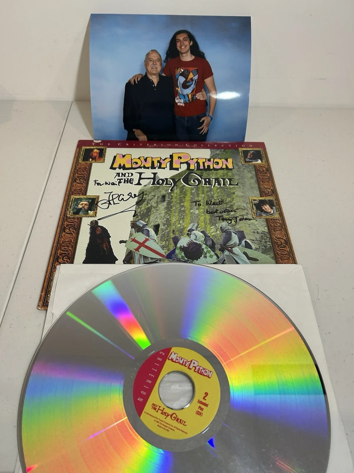 John Cleese, Terry Jones — Monty Python Holy Grail LaserDisc SIGNED John Cleese & Terry Jones + Photo Proof, image 2