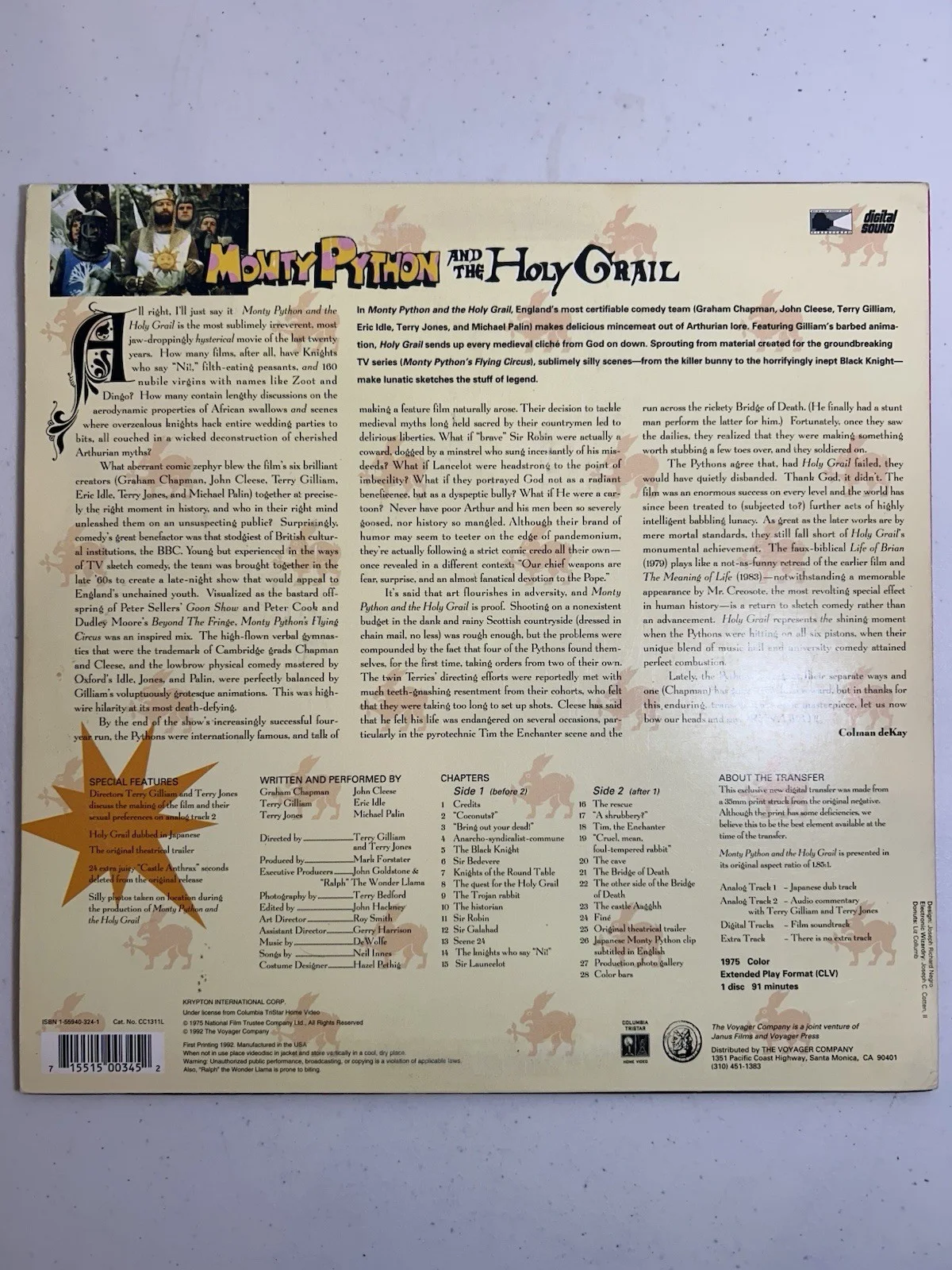John Cleese, Terry Jones — Monty Python Holy Grail LaserDisc SIGNED John Cleese & Terry Jones + Photo Proof, image 3