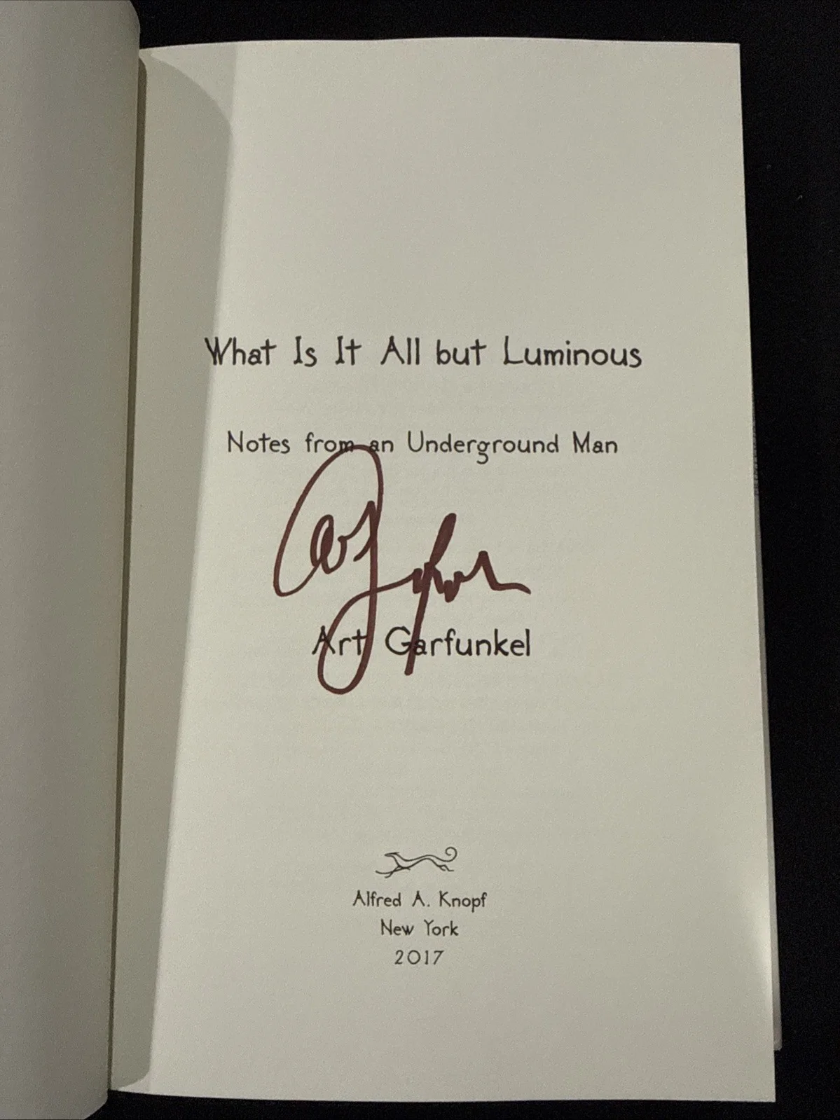 ART GARFUNKEL Signed “WHAT IS IT ALL BUT LUMINOUS” Book Musician Memoir Auto, изображение 2