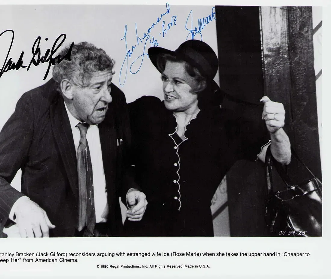 Rose Marie & Jack Gilford — Vintage Rose Marie & Jack Gilford Signed Movie Photo "Cheaper to Keep Her" W/COA