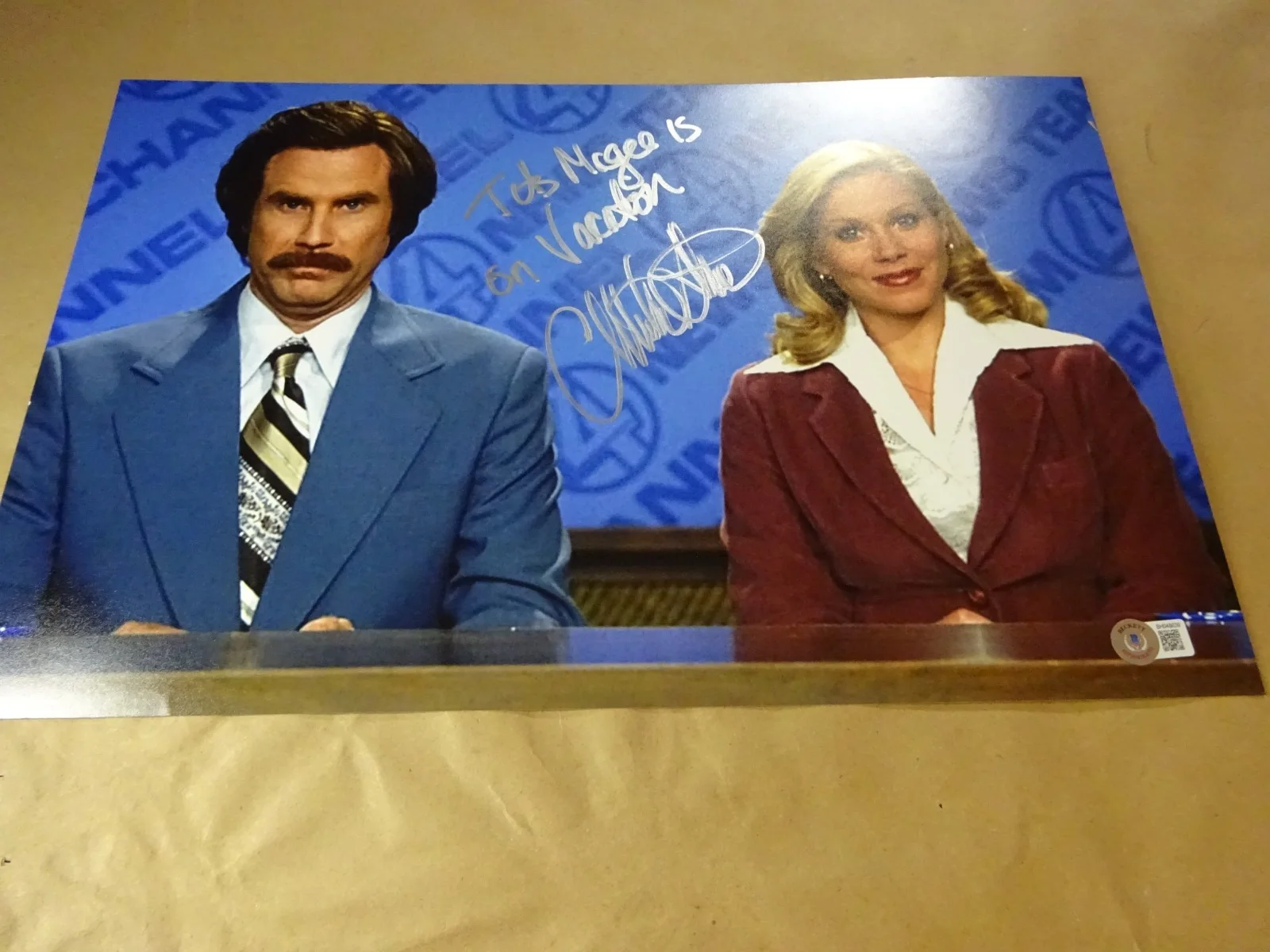 Christina Applegate — Signed Christina Applegate Autographed 11"x17" Anchorman Photo BAS COA, image 2