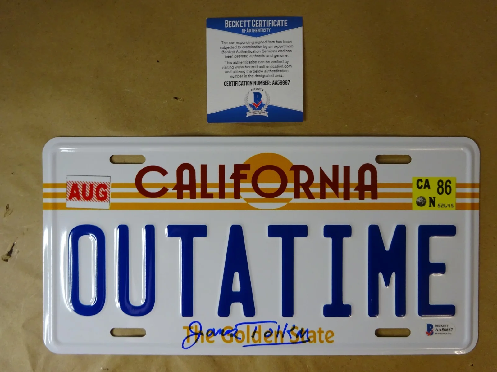 James Tolkan — Signed James Tolkan Autographed Back To The Future License Plate Beckett BAS COA