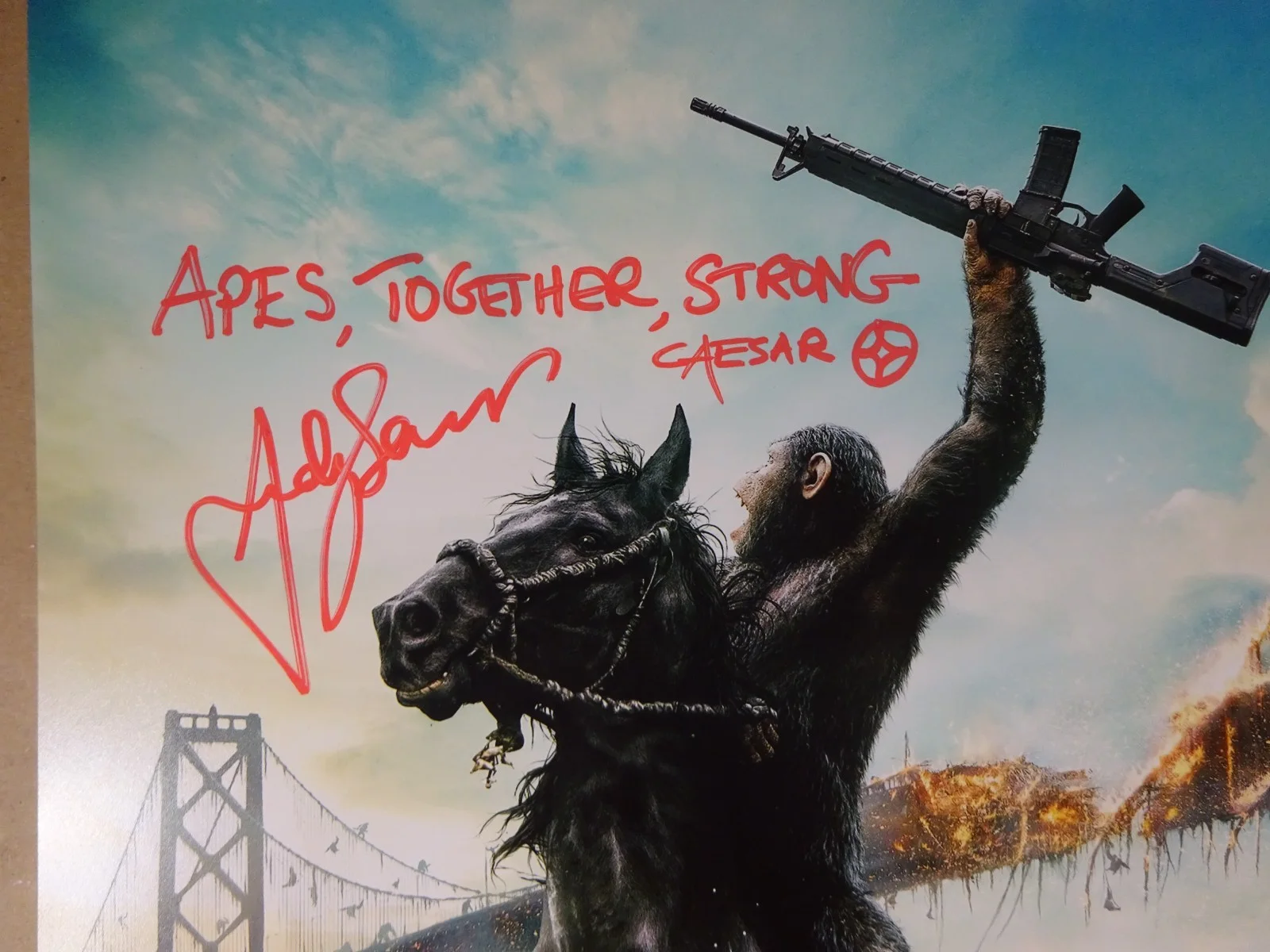 Andy Serkis, Keri Russell — Dawn of the Planet of the Apes 12"x18" Photo Signed by 2 Serkis Russell BAS COA, изображение 4