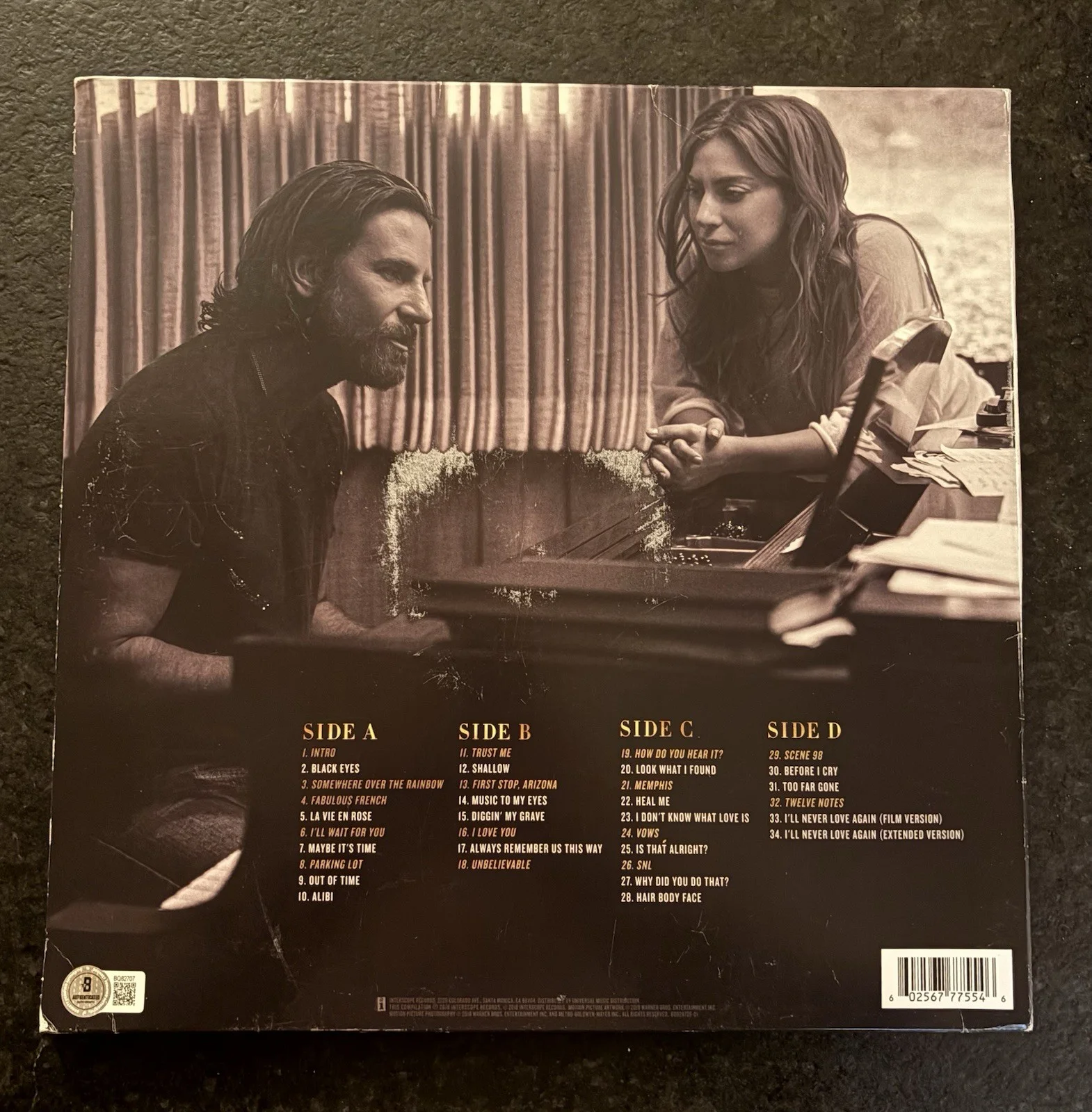 LADY GAGA AND BRADLEY COOPER SIGNED AUTOGRAPH LP RECORD VINYL BECKETT COA BAS, изображение 2