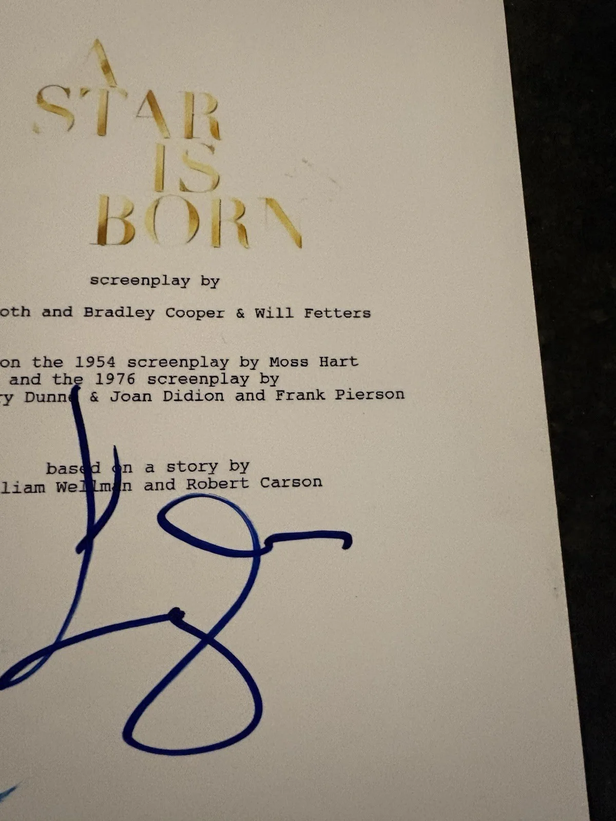 LADY GAGA AND BRADLEY COOPER SIGNED AUTOGRAPH SCRIPT COVER BECKETT COA BAS, image 3